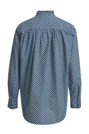 Bluse mit geriffeltem Kragen - 1633 - Blau