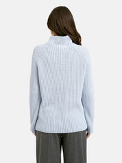 Strickpullover mit Stehkragen - 603 - Blau
