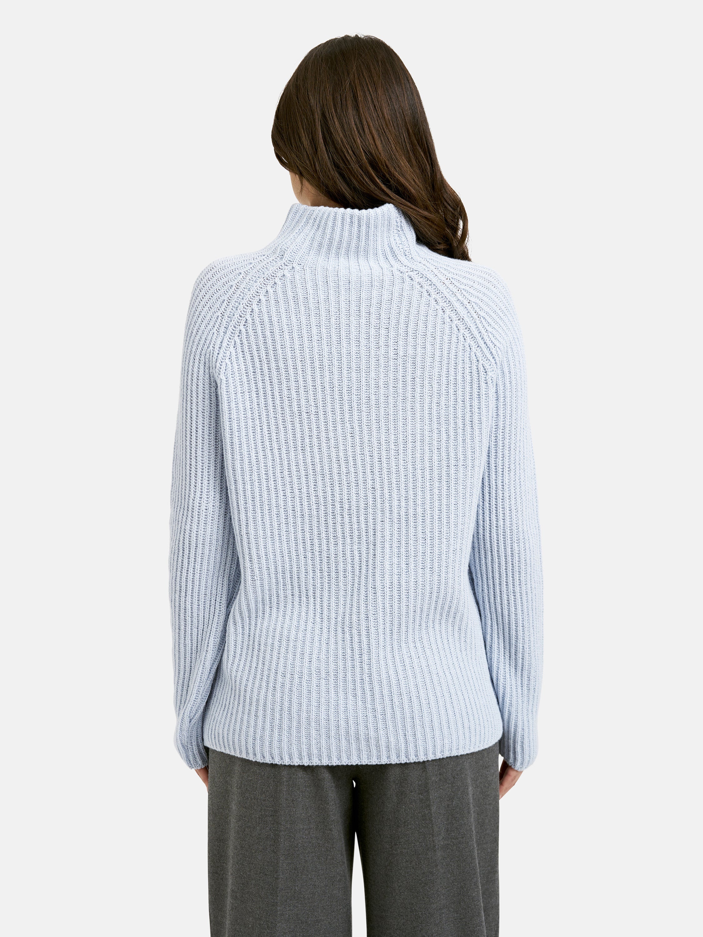Strickpullover mit Stehkragen - 603 - Blau