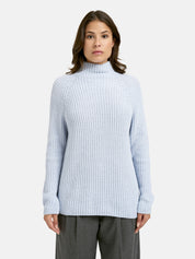 Strickpullover mit Stehkragen - 603 - Blau