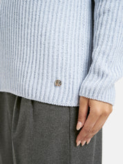 Strickpullover mit Stehkragen - 603 - Blau