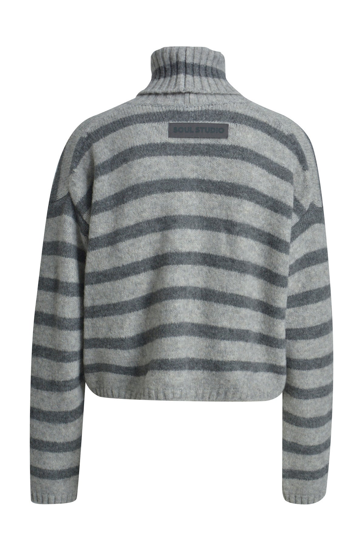 Strickpullover gestreift mit Rollkragen - 1810 - Grau