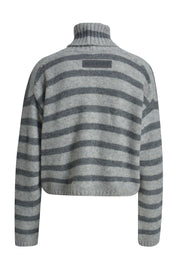 Strickpullover gestreift mit Rollkragen - 1810 - Grau