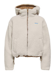 Teddyjacke mit Kapuze - Cloud Dancer/Toasted Coconut - Creme
