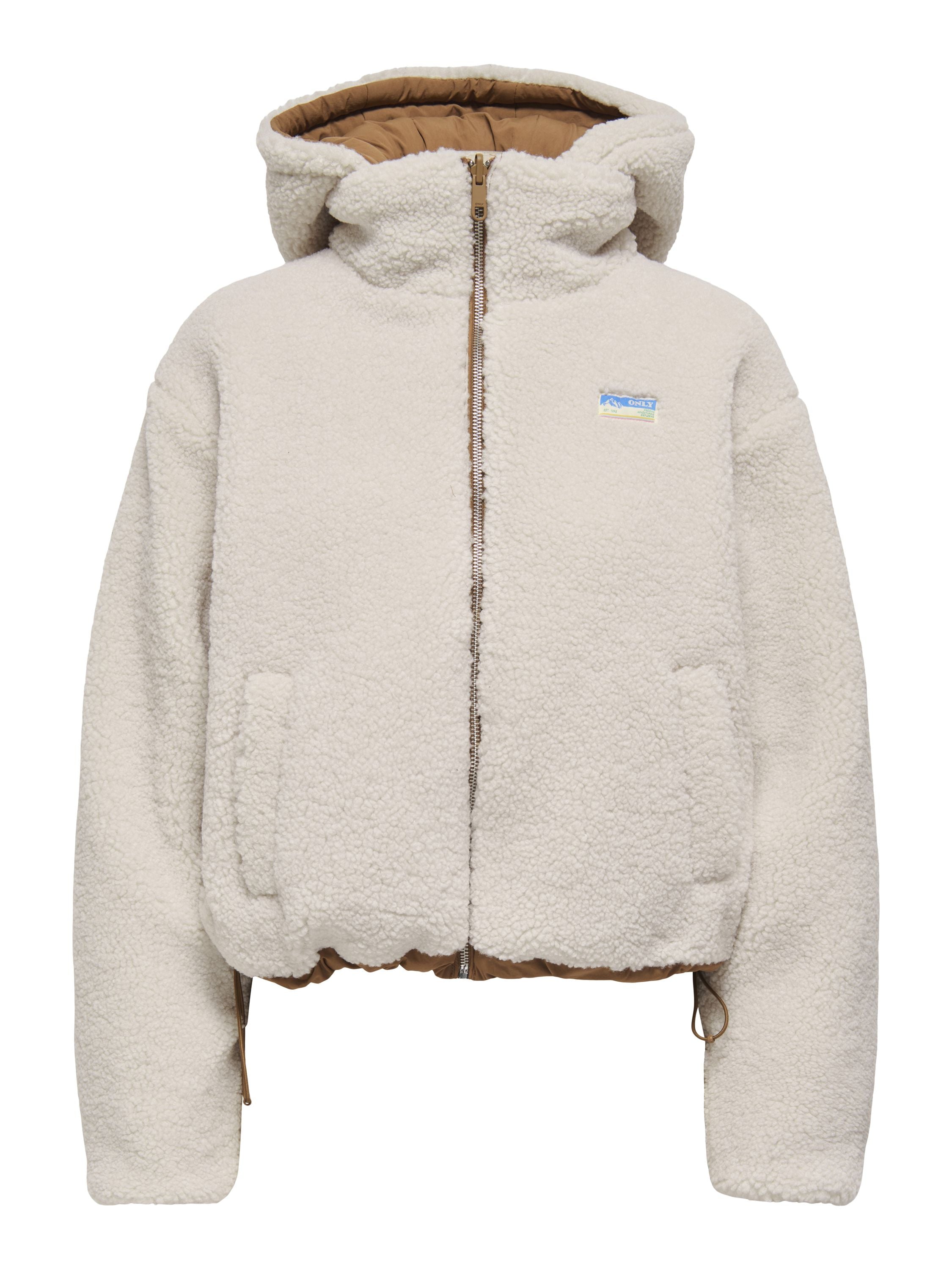 Teddyjacke mit Kapuze - Cloud Dancer/Toasted Coconut - Creme