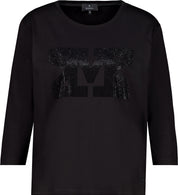 Langarmshirt aus Baumwollmix - 999 schwarz - Schwarz