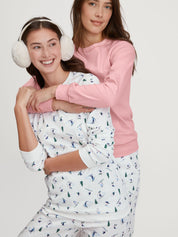 Pyjama lang aus Baumwolle - 910-star white - Weiß