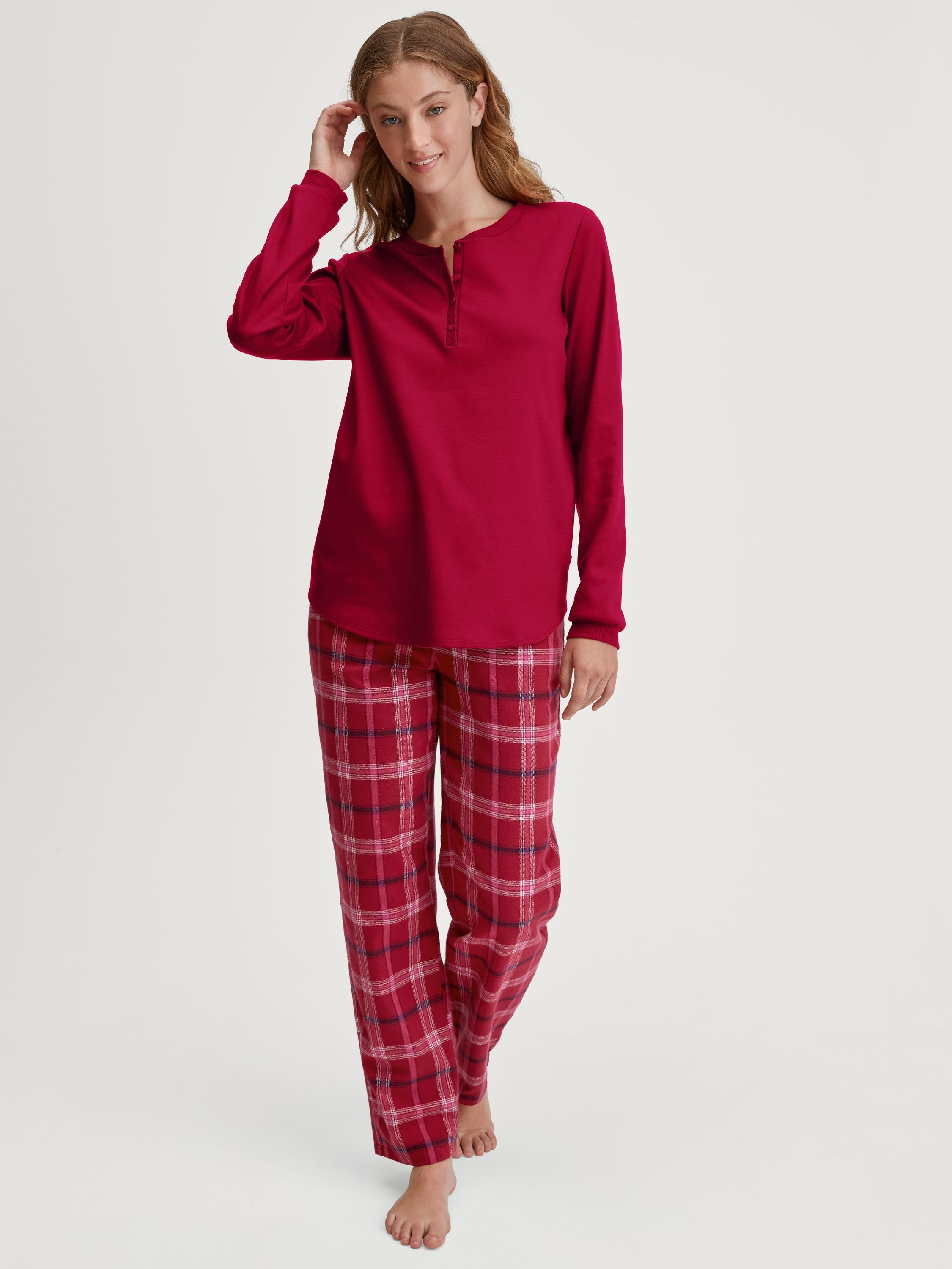 Langarmshirt aus Baumwolle - 167-rio red - Rot