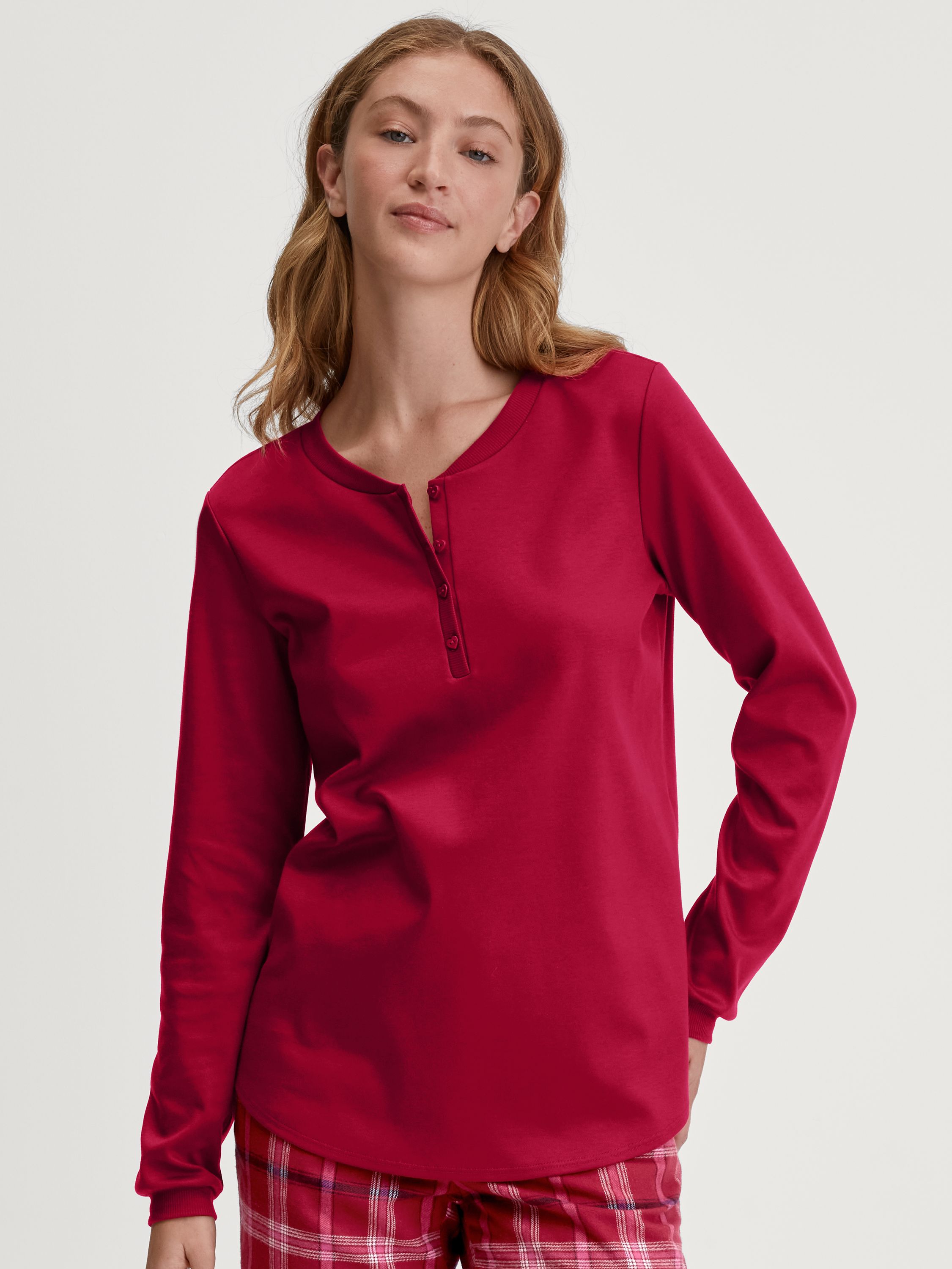 Langarmshirt aus Baumwolle - 167-rio red - Rot