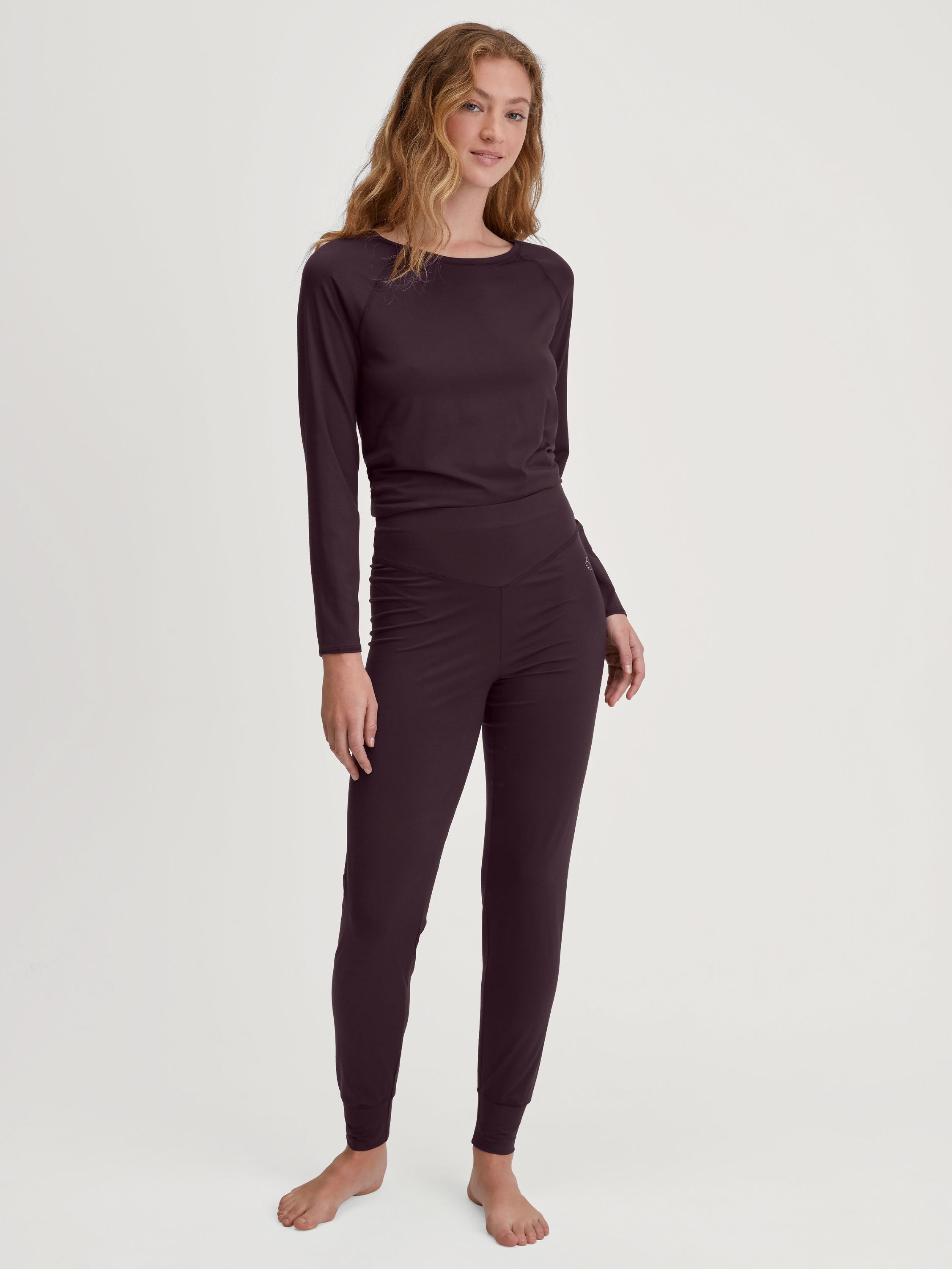 Pyjamahose Slim Fit - 227 black cherry - Rot