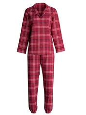 Pyjama lang aus Baumwolle - 732-deep red - Rot