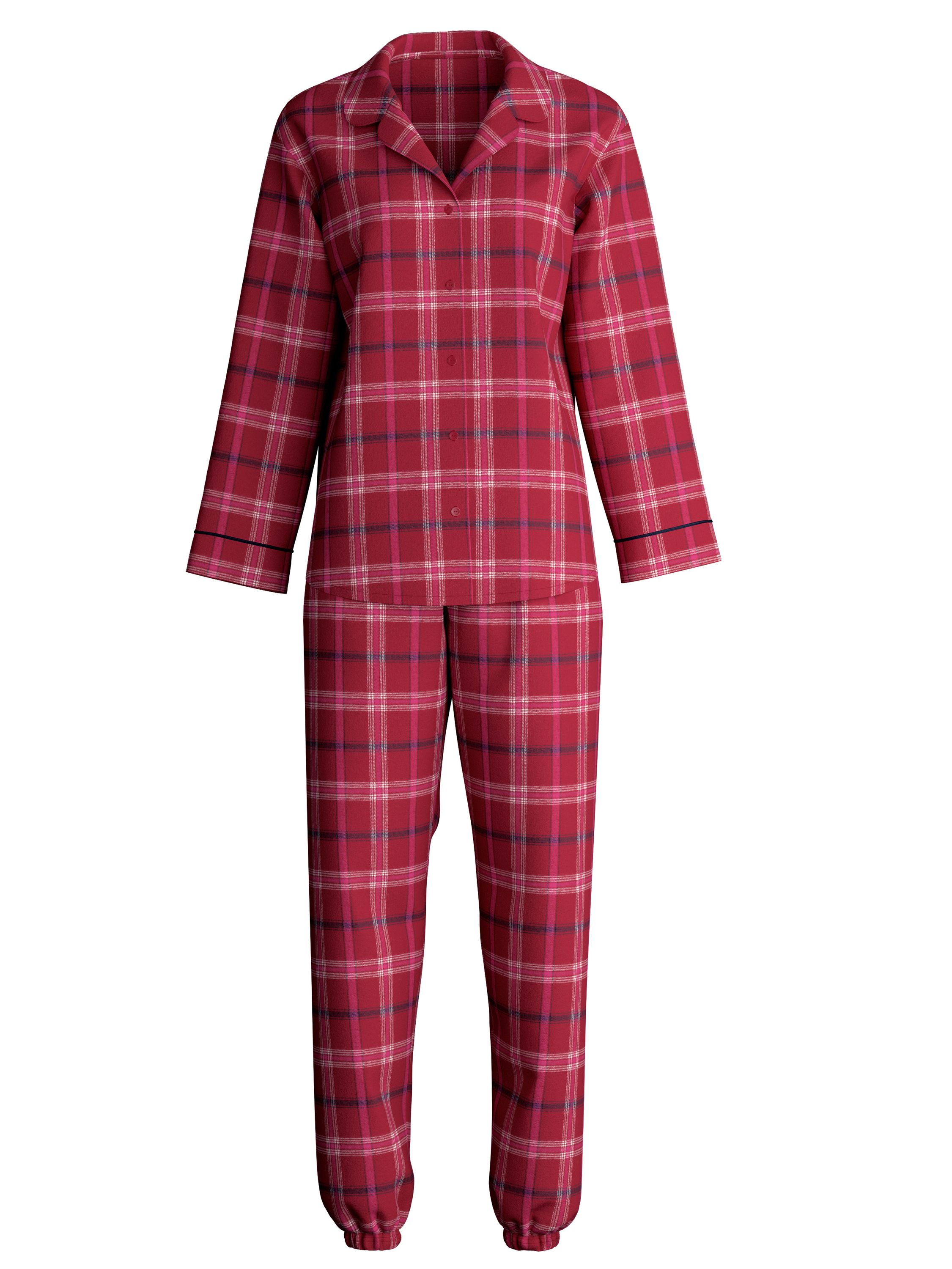 Pyjama lang aus Baumwolle - 732-deep red - Rot