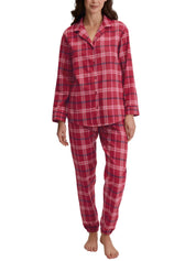 Pyjama lang aus Baumwolle - 732-deep red - Rot