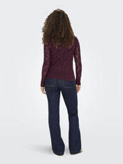 Langarmshirt mit Spitzen-Details - Mauve Wine - Violett