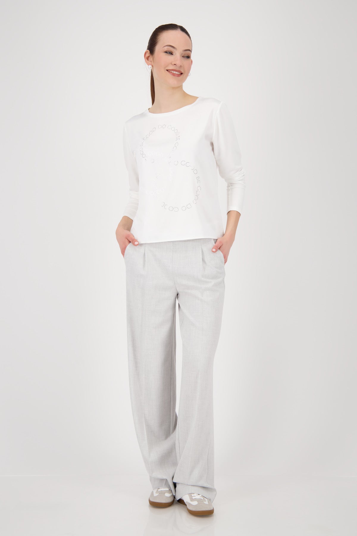 Langarmshirt aus Viskosemix - 102 off-white - Weiß