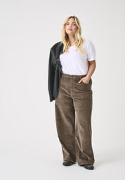 Cordhose Wide Leg - Morel - Braun