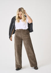 Cordhose Wide Leg - Morel - Braun