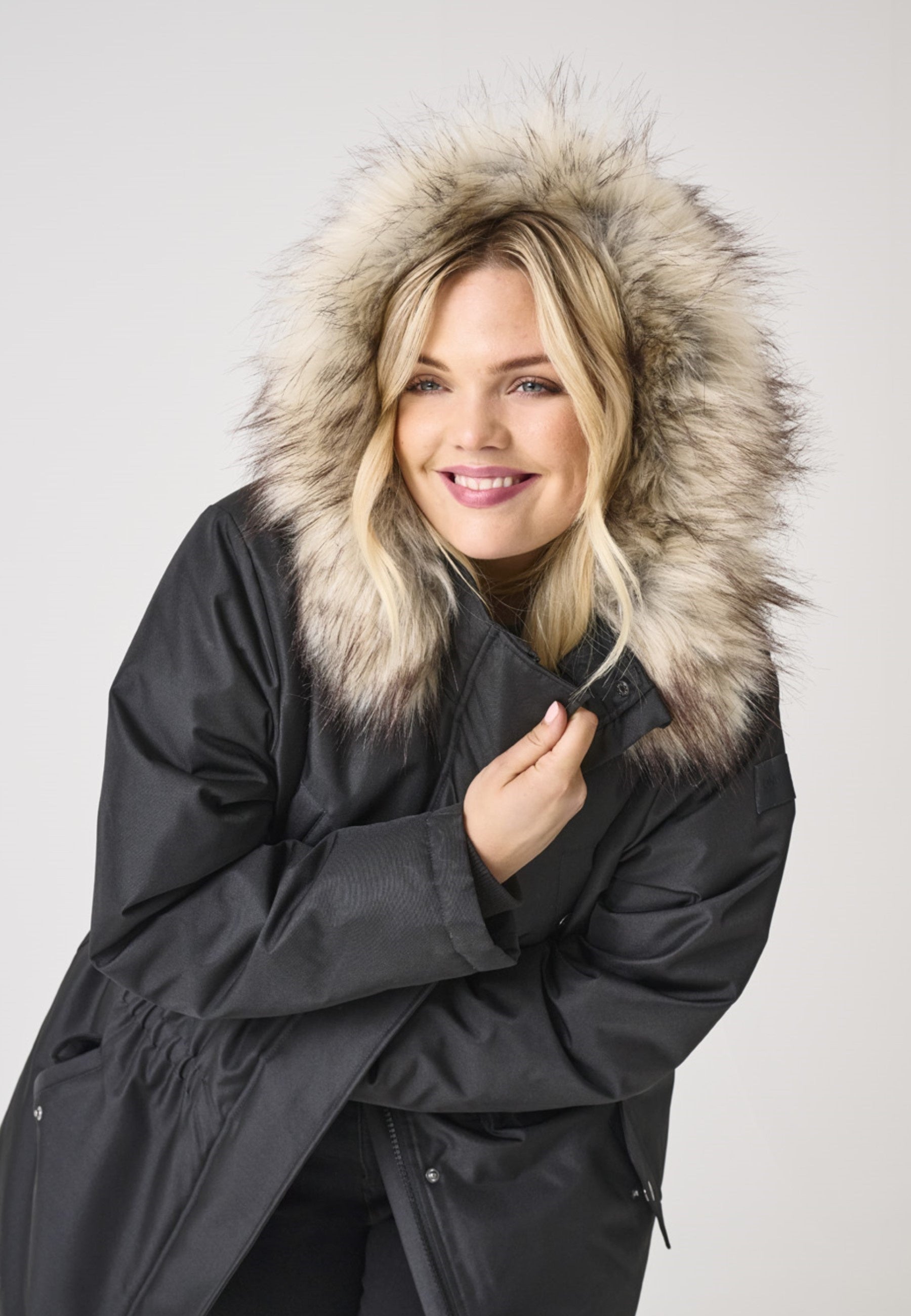 Parka Jacke - Black/NATURE FUR - Schwarz