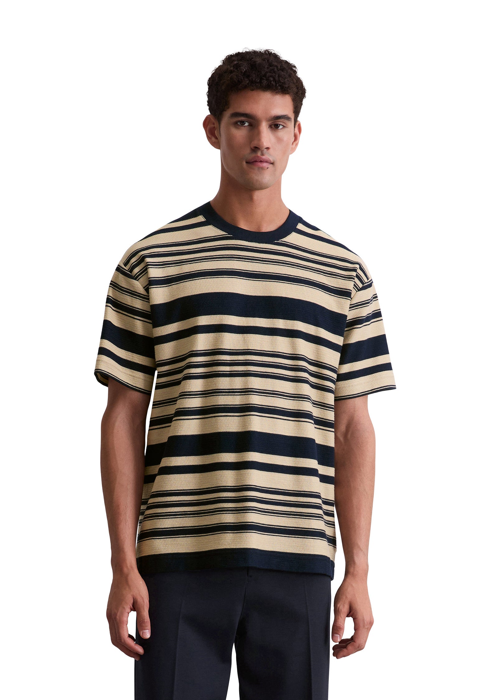 Strick-T-Shirt Relaxed Fit - K92-multi / pure cashmere - Blau