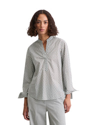 Schlupfbluse aus Baumwolle - W56-multi/calm blue - Weiß