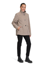 Wolljacke mit Stehkragen - 7708-Walnut Melange - Beige