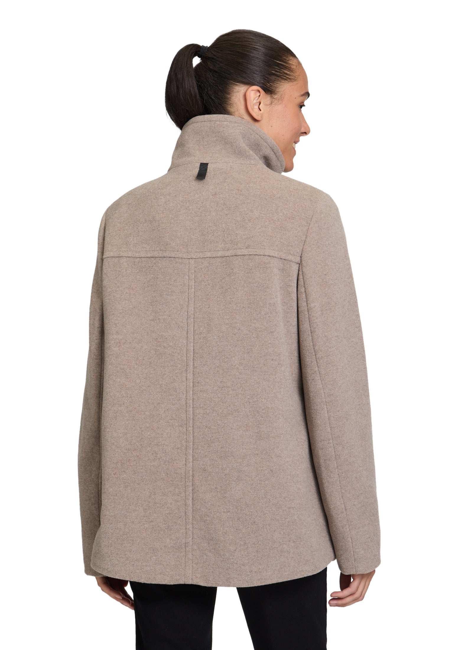 Wolljacke mit Stehkragen - 7708-Walnut Melange - Beige