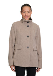Wolljacke mit Stehkragen - 7708-Walnut Melange - Beige