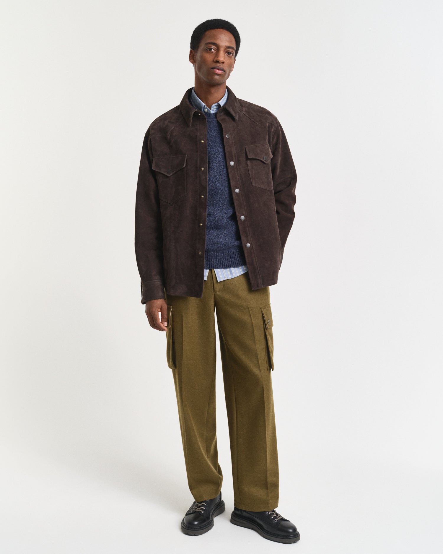 Strickpullover aus Wollmix - 480-DARK NAVY MELANGE - Blau