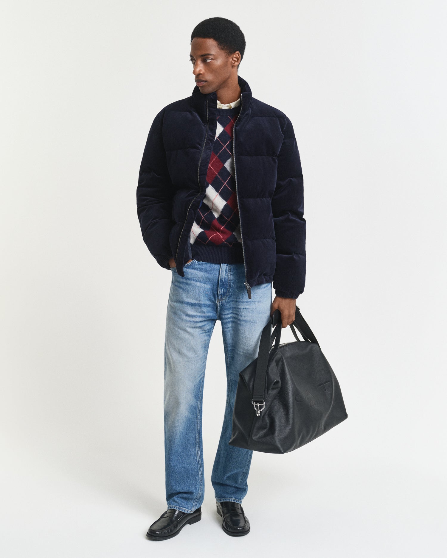 Strickpullover ARGYLE aus Wollmix - 480-DARK NAVY MELANGE - Blau