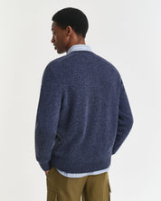 Strickpullover aus Wollmix - 480-DARK NAVY MELANGE - Blau