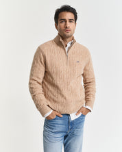Strickpullover mit Troyerkragen - 296-KHAKI MEL - Braun