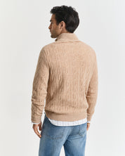 Strickpullover mit Troyerkragen - 296-KHAKI MEL - Braun