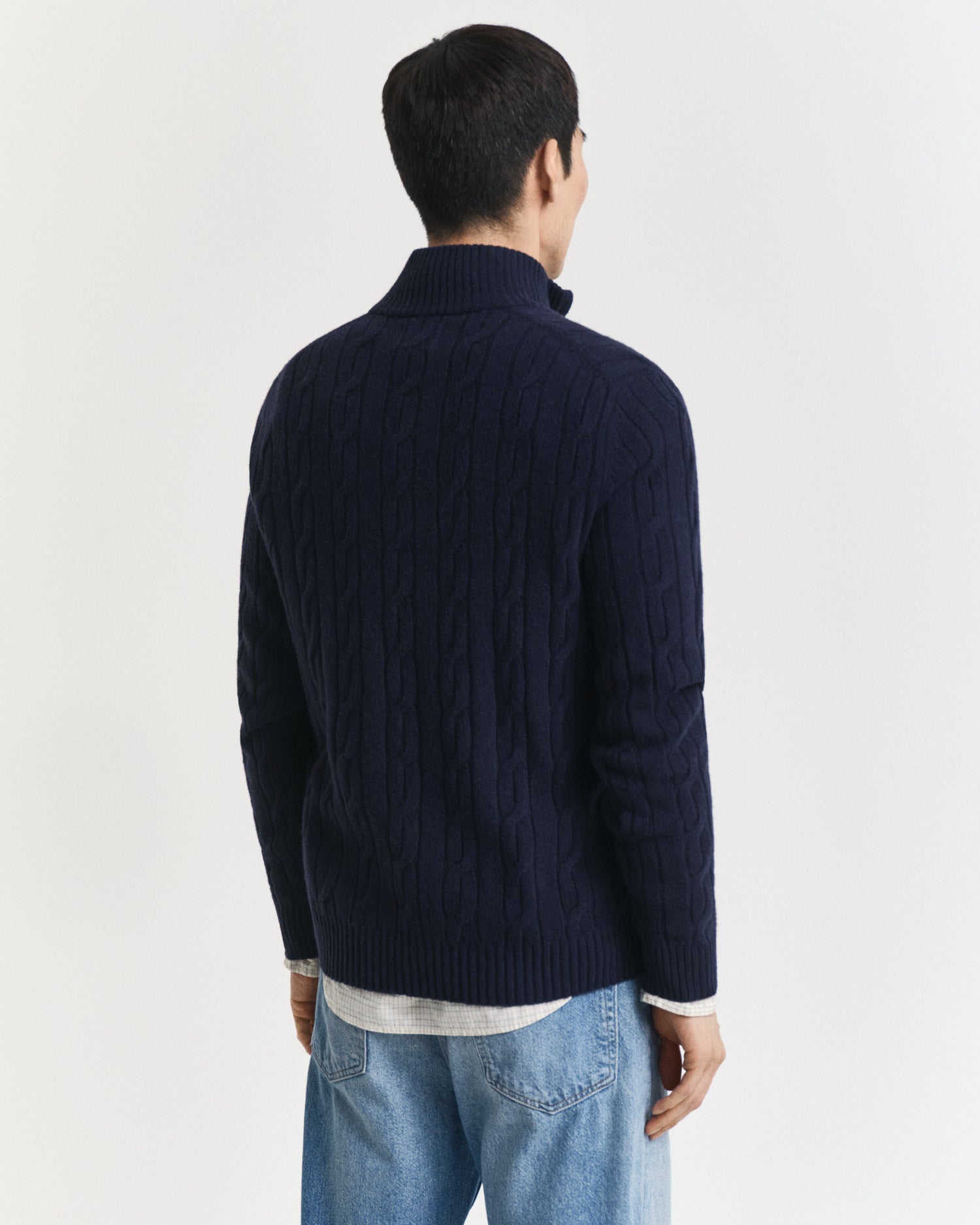 Strickpullover mit Troyerkragen - 433-EVENING BLUE - Blau