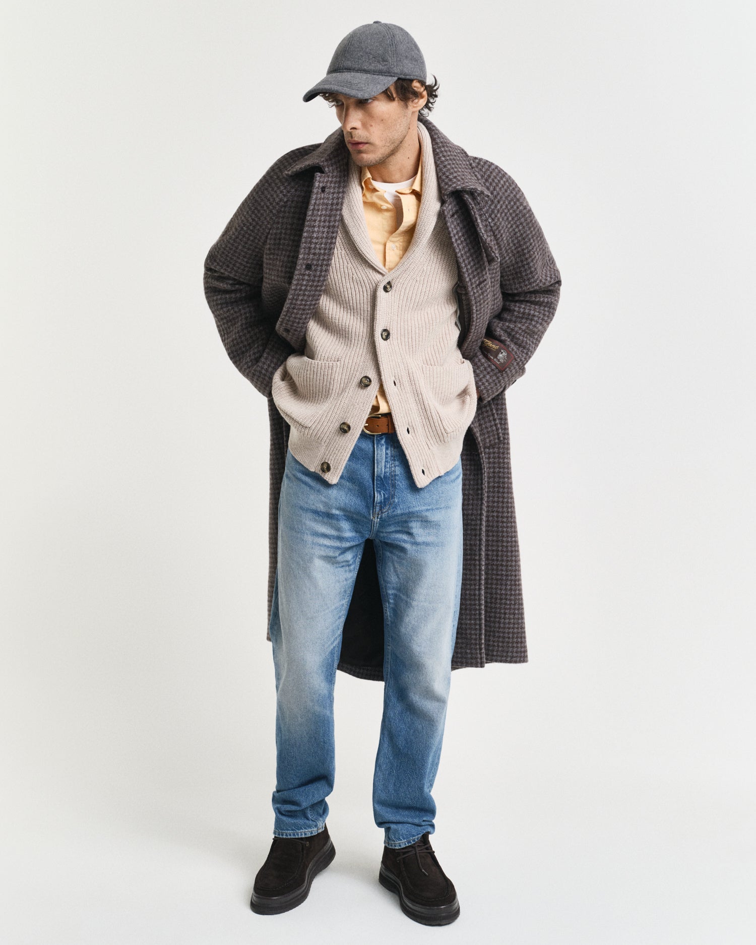 Strickjacke mit Schalkragen - 291-LIGHT BEIGE MELANGE - Beige