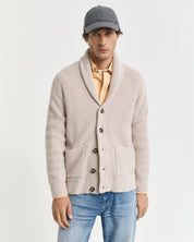 Strickjacke mit Schalkragen - 291-LIGHT BEIGE MELANGE - Beige