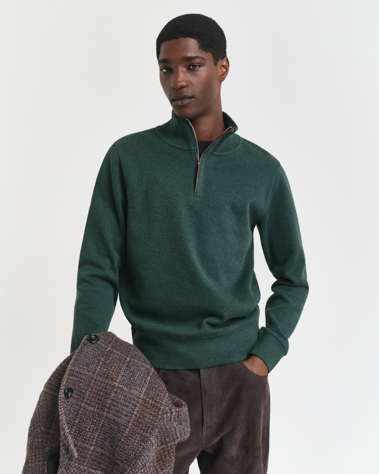 Sweatshirt mit 1/2 Zip - 374-TARTAN GREEN - Grün