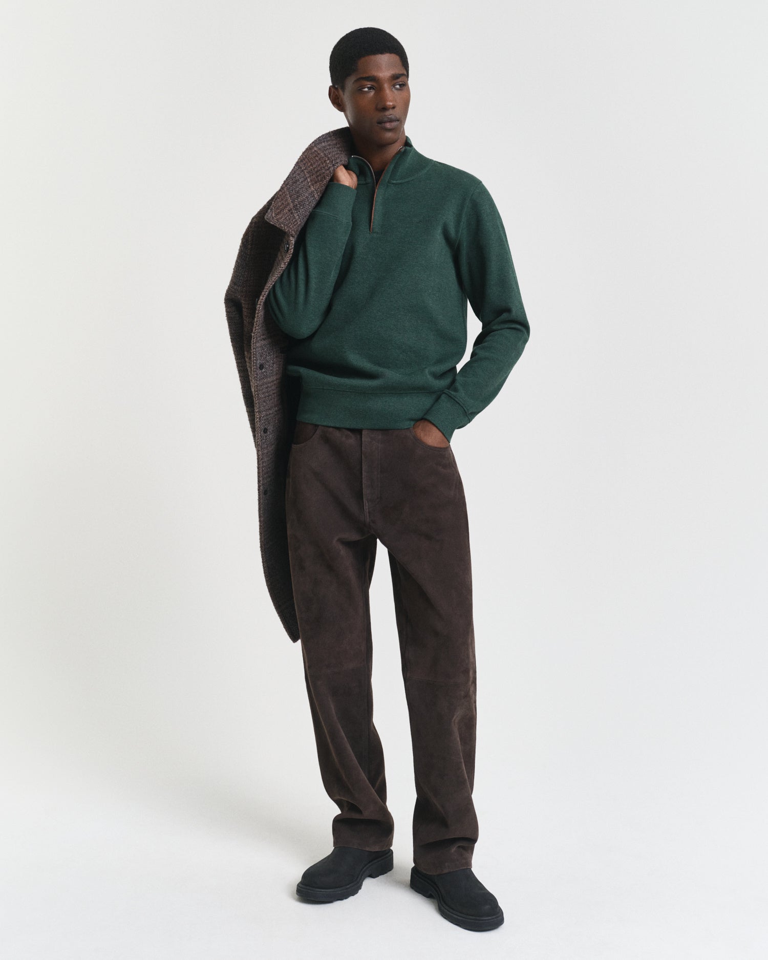 Sweatshirt mit 1/2 Zip - 374-TARTAN GREEN - Grün