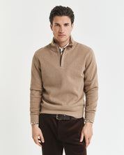 Sweatshirt mit 1/2 Zip - 296-KHAKI MEL - Beige