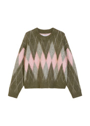 Strickpullover Relaxed Fit - 3058-Dark Green_Multi_01 - Grün
