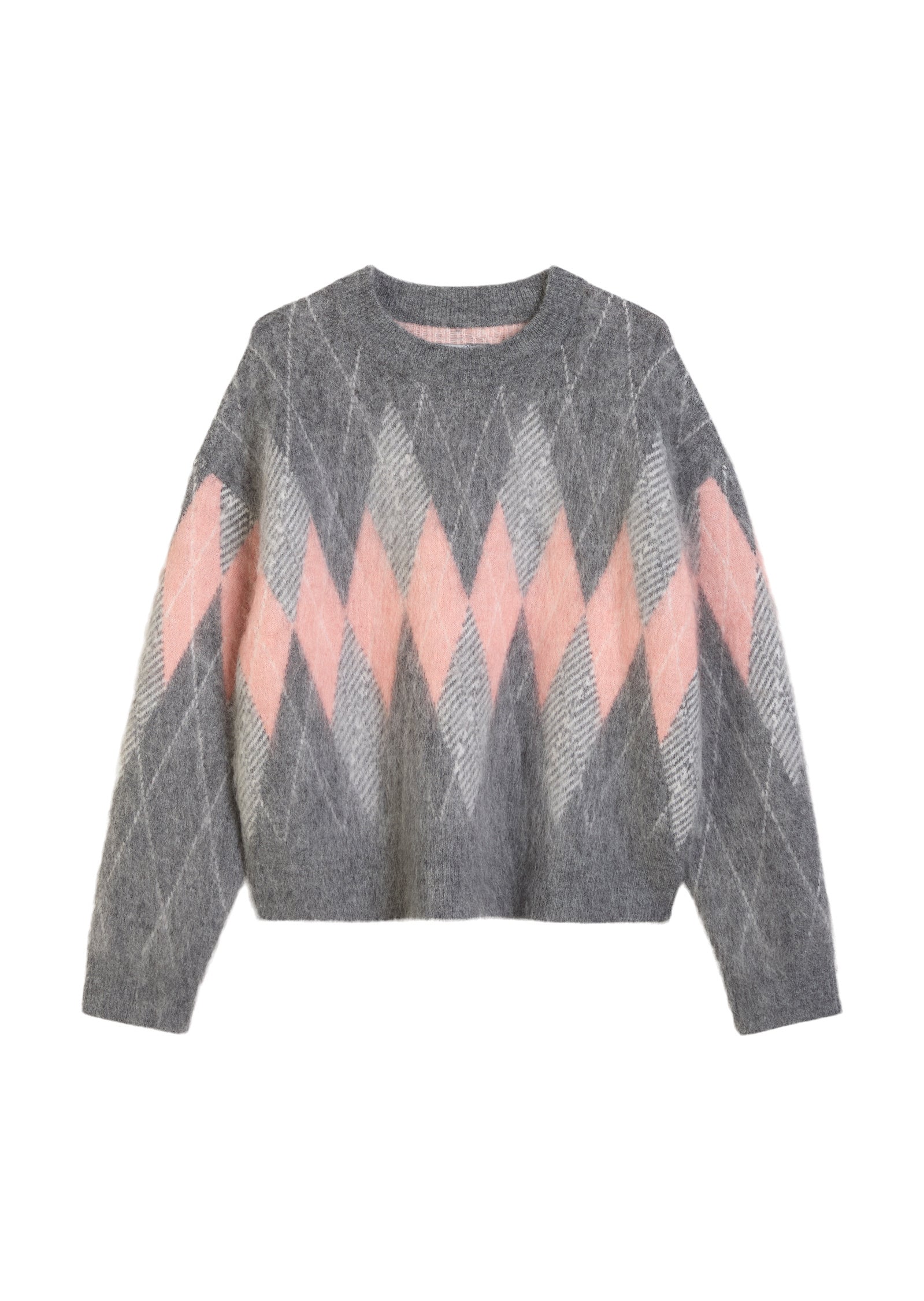 Strickpullover Relaxed Fit - 0826-Medium Grey_Multi_01 - Rosa