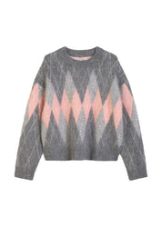 Strickpullover Relaxed Fit - 0826-Medium Grey_Multi_01 - Rosa