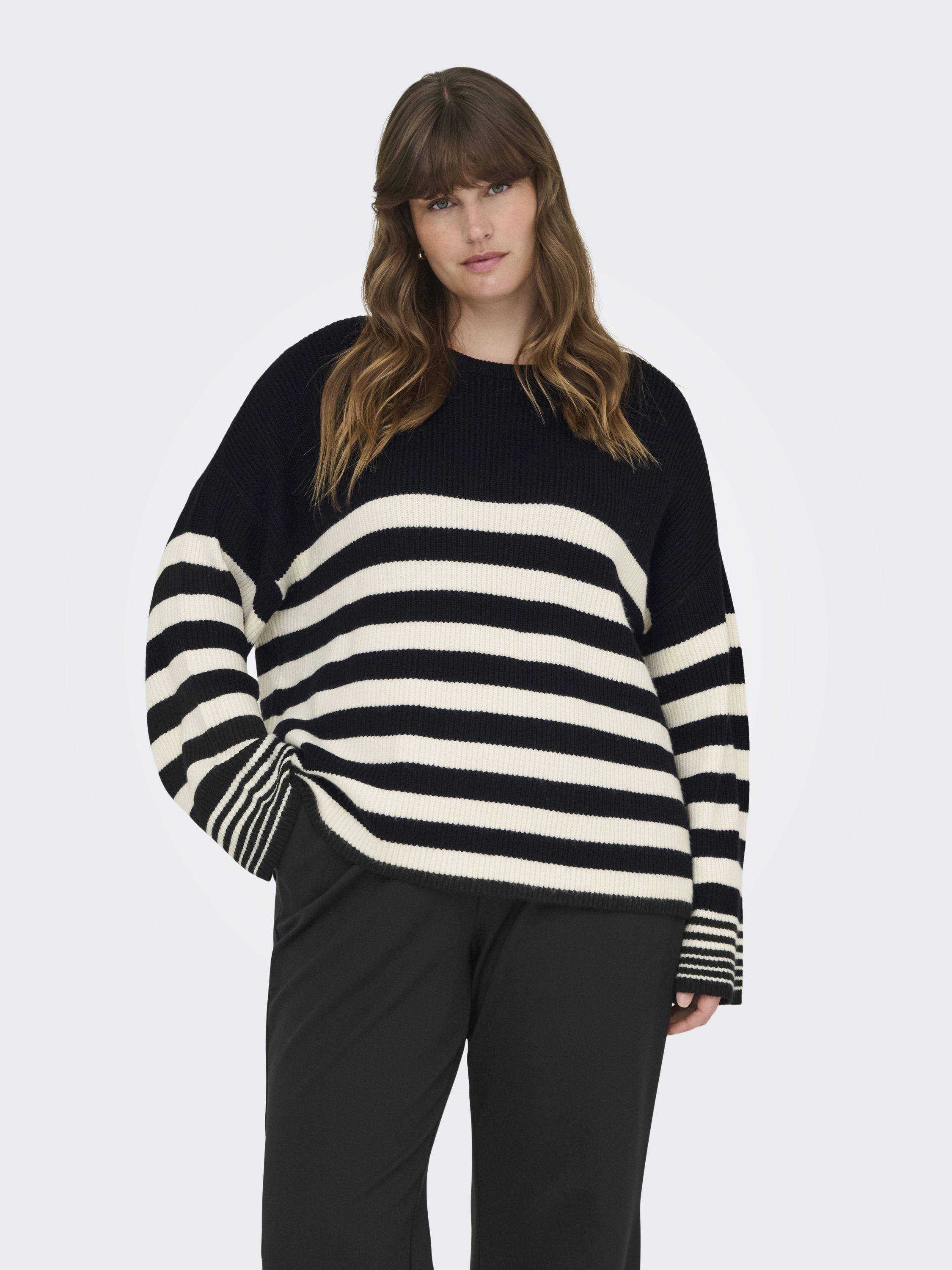 Strickpullover - Black/Whitecap Gray Melange - Weiß | Schwarz