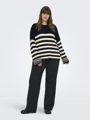 Strickpullover - Black/Whitecap Gray Melange - Weiß | Schwarz