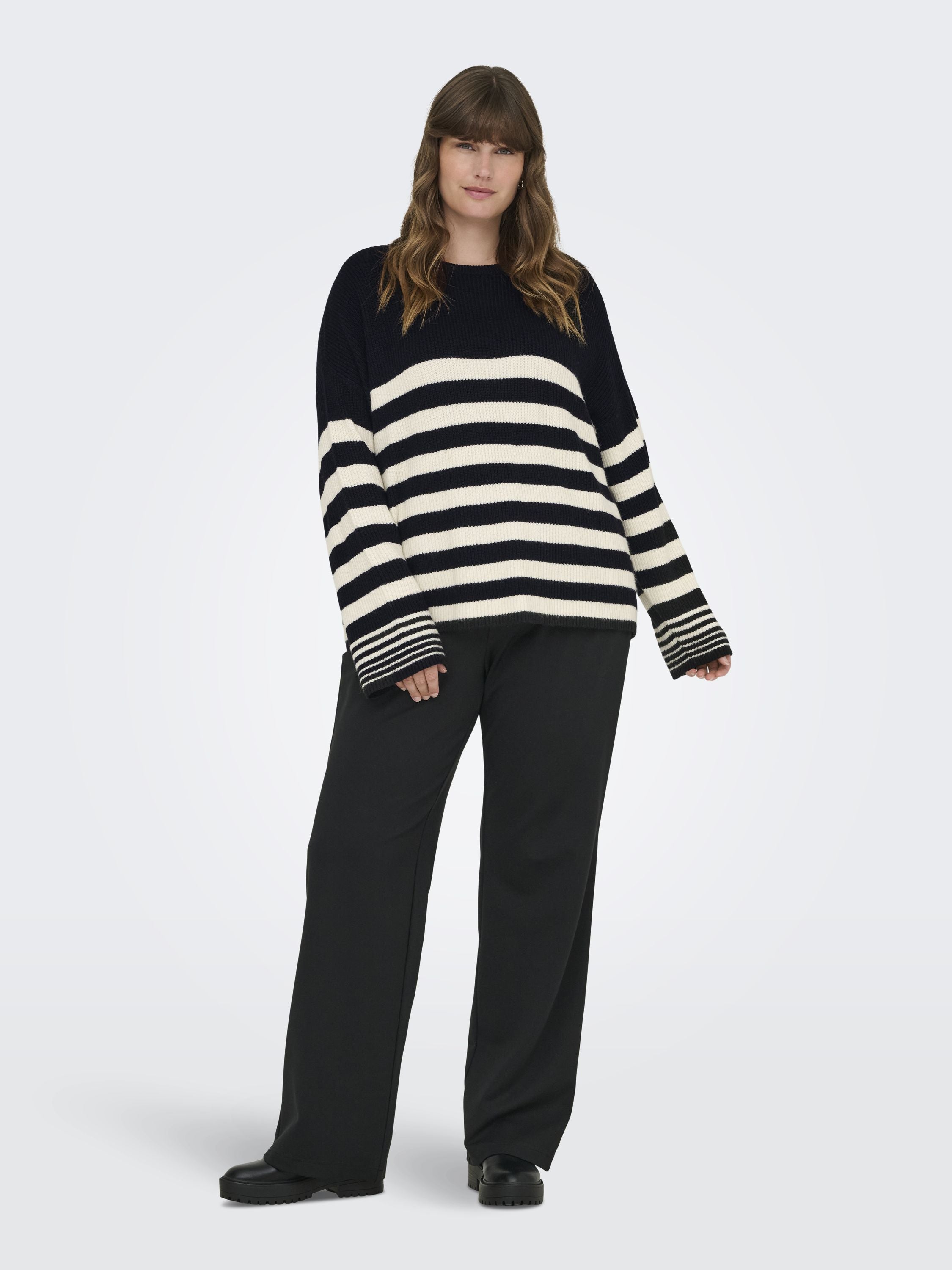 Strickpullover - Black/Whitecap Gray Melange - Weiß | Schwarz