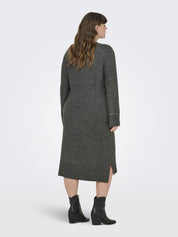 Midikleid - Medium Grey Melange/Silver stu - Grau