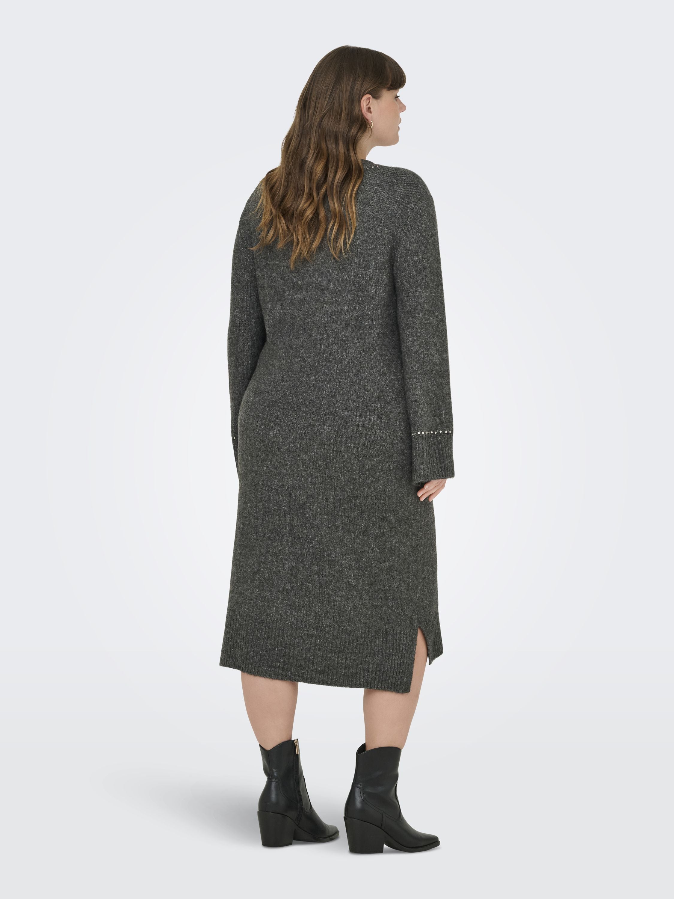 Midikleid - Medium Grey Melange/Silver stu - Grau