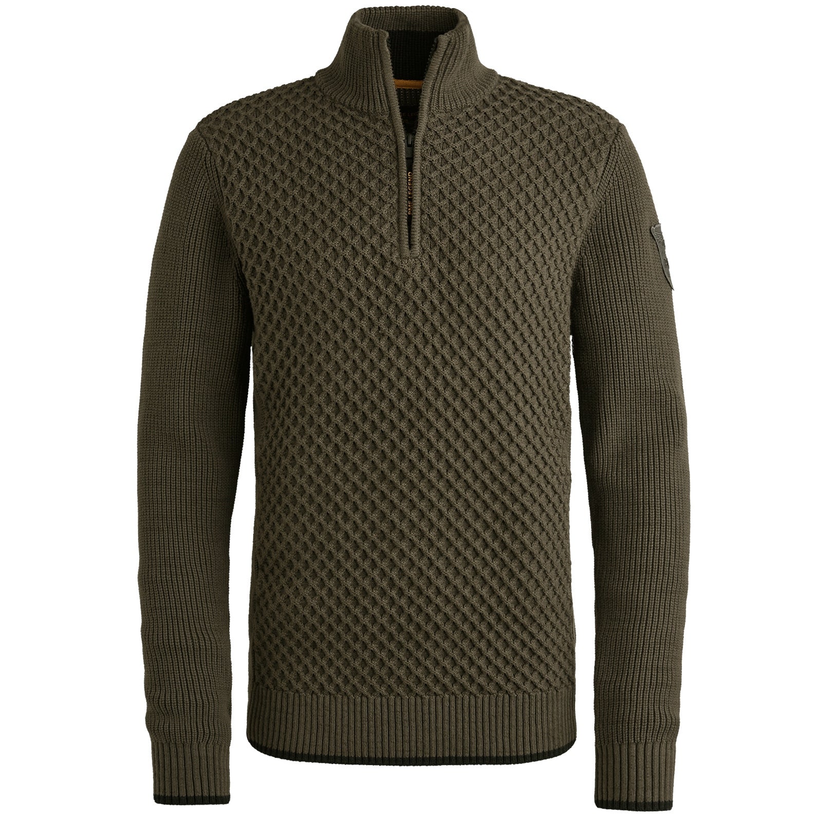 Strickpullover mit Troyerkragen - 8039-Beluga - Grün