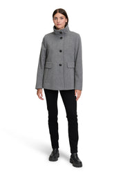 Wolljacke mit Stehkragen - 9709-Light Grey Melange - Grau