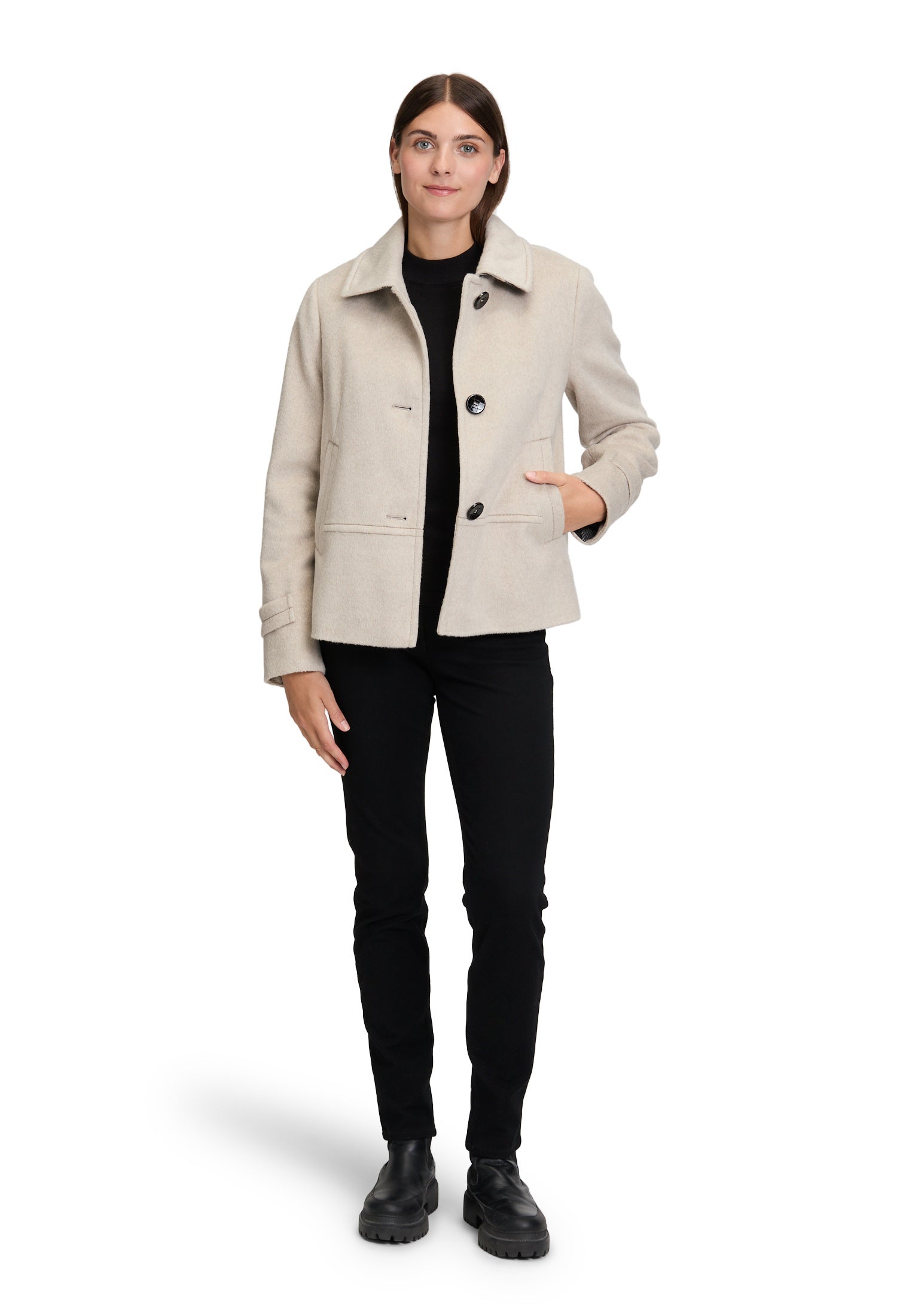 Übergangsjacke aus Wollmix - 7706-Beige Melange - Beige