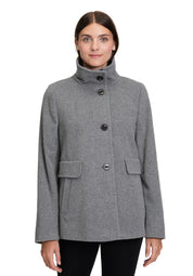 Wolljacke mit Stehkragen - 9709-Light Grey Melange - Grau